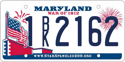 MD license plate 1BK2162