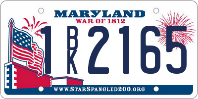 MD license plate 1BK2165