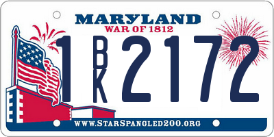 MD license plate 1BK2172