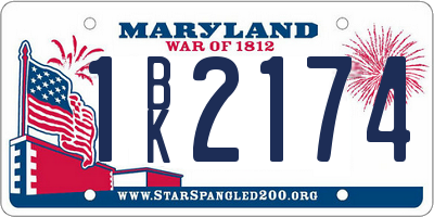 MD license plate 1BK2174