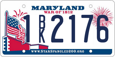MD license plate 1BK2176