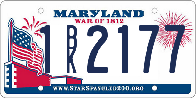 MD license plate 1BK2177