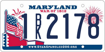 MD license plate 1BK2178