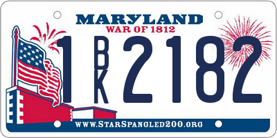 MD license plate 1BK2182