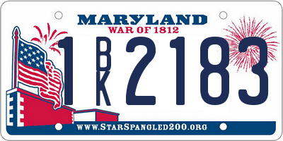 MD license plate 1BK2183