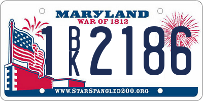 MD license plate 1BK2186