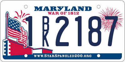 MD license plate 1BK2187