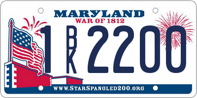 MD license plate 1BK2200