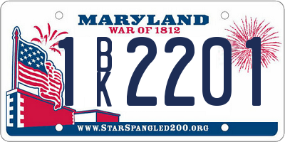 MD license plate 1BK2201