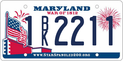 MD license plate 1BK2211
