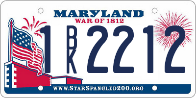 MD license plate 1BK2212