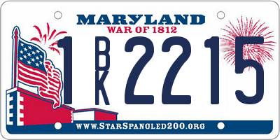 MD license plate 1BK2215