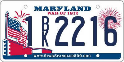 MD license plate 1BK2216