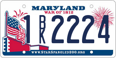 MD license plate 1BK2224
