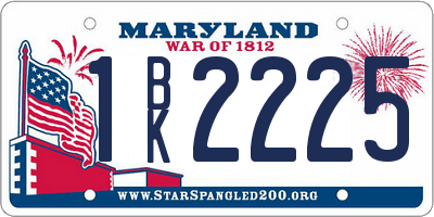 MD license plate 1BK2225