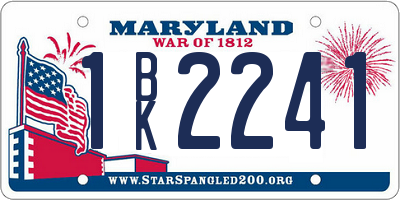 MD license plate 1BK2241