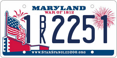 MD license plate 1BK2251