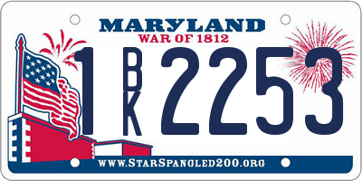 MD license plate 1BK2253