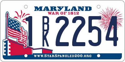 MD license plate 1BK2254
