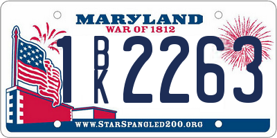 MD license plate 1BK2263