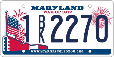 MD license plate 1BK2270
