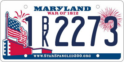 MD license plate 1BK2273