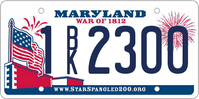 MD license plate 1BK2300