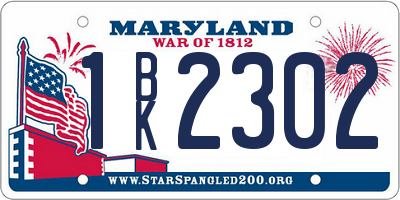 MD license plate 1BK2302