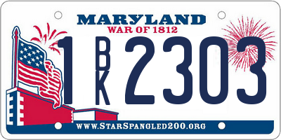 MD license plate 1BK2303