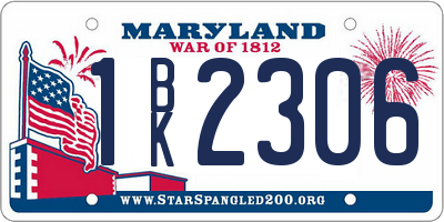 MD license plate 1BK2306