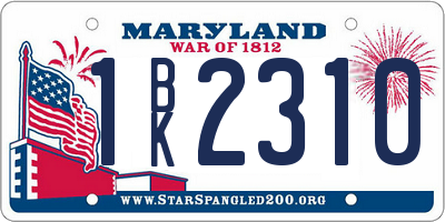 MD license plate 1BK2310