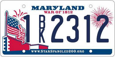 MD license plate 1BK2312