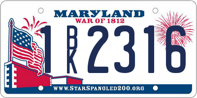 MD license plate 1BK2316