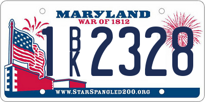 MD license plate 1BK2328