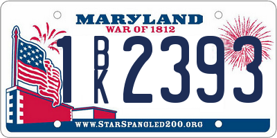 MD license plate 1BK2393