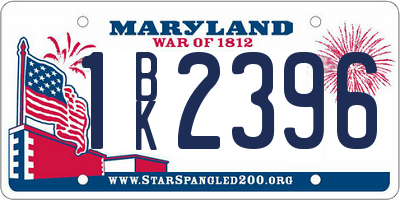 MD license plate 1BK2396