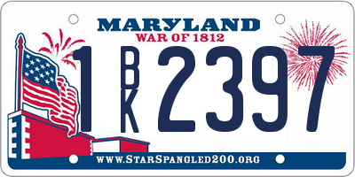 MD license plate 1BK2397