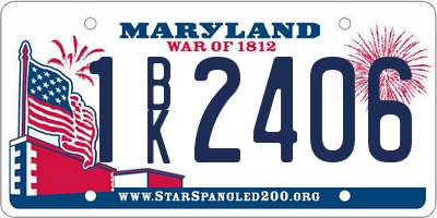 MD license plate 1BK2406