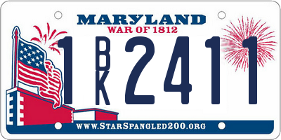 MD license plate 1BK2411