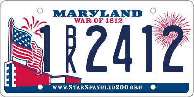 MD license plate 1BK2412