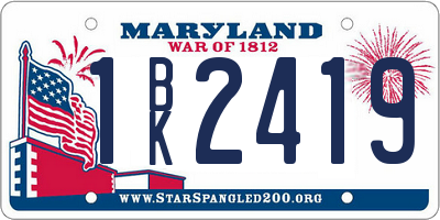 MD license plate 1BK2419