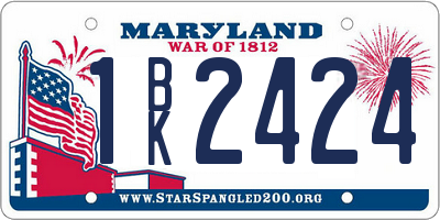 MD license plate 1BK2424