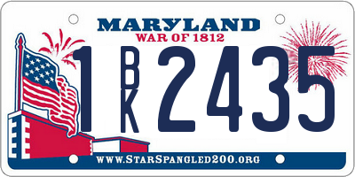 MD license plate 1BK2435