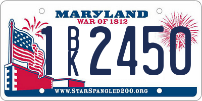 MD license plate 1BK2450