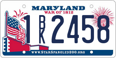 MD license plate 1BK2458
