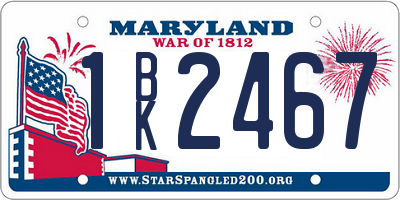 MD license plate 1BK2467