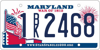 MD license plate 1BK2468