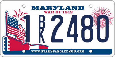 MD license plate 1BK2480
