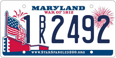 MD license plate 1BK2492