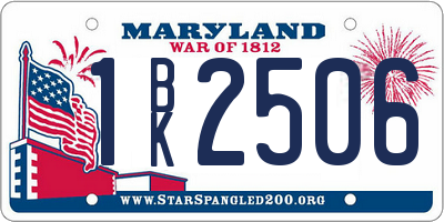 MD license plate 1BK2506
